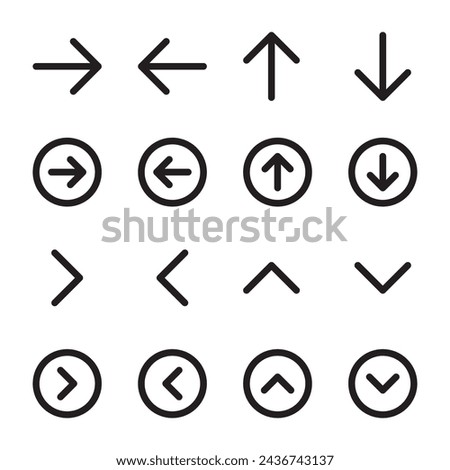 Arrow UI line icon set. Vector illustration