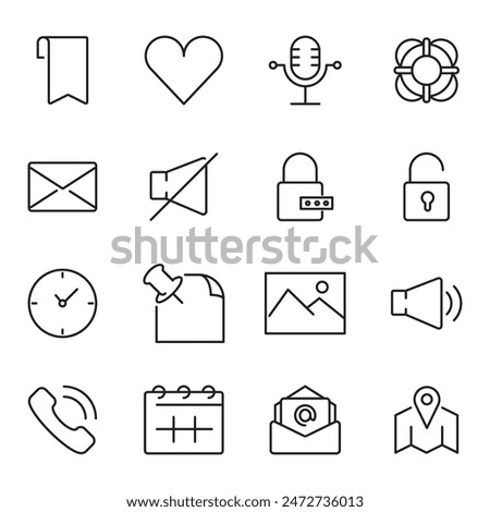 User interface thin line icon set. Outline symbol