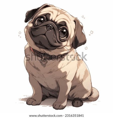 cute pug dog vector illustration