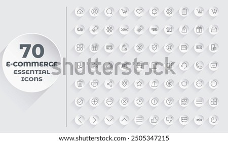 E-Commerce and Shopping Outlined Icons Set. E-Commerce Business, Online Shopping Editable Stroke Icons Collection Vector Template. Customizable Minimalist and Simple Linear UI UX Essential Icon Pack.