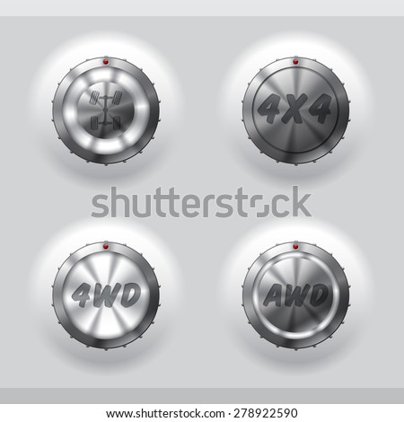 All wheel drive activation buttons with signs and symbols
