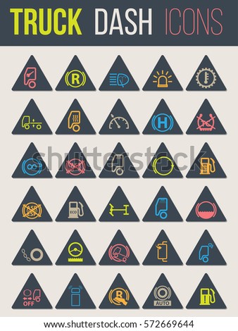 Colorful icon set of thirty for truck dashboards 5