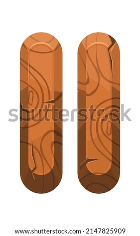 Wood pause sign. Two sticks for the media interface, vector illustration isolated on white background