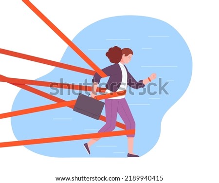 Gender limitation. Woman trying break discrimination barrier, social and financial inequality, bias on work job career female identity sexism symbol,vector illustration of woman problem occupation