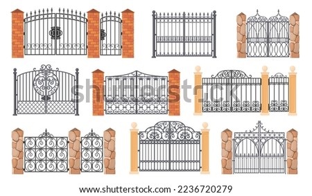 Similar – Image, Stock Photo old closed garden gate with wire mesh fence and hole