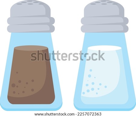 Salt and pepper icon. Glass spice cartoon shakers isolated on white background