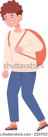 Similar – Image, Stock Photo Lonely kid walking on a road. Aerial view