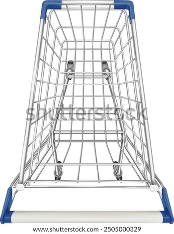 Empty supermarket cart top view. Store trolley isolated on white background