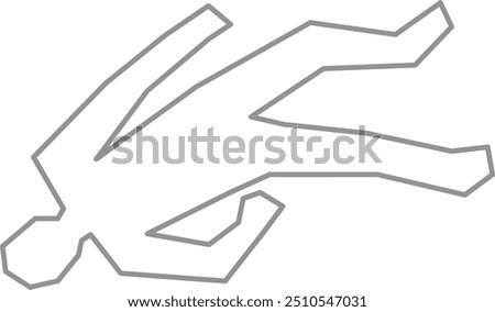 Victim body chalk outline. Crime scene symbol isolated on white background