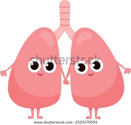 Lungs with happy faces. Healthy human organ anatomy isolated on white background