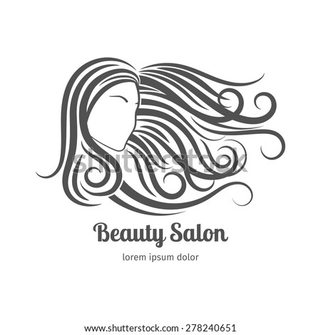 Beauty salon logo or cosmetic badge. Woman with long hair