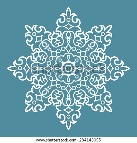 Round Ornament Arabesque Pattern Decorative Blue Element