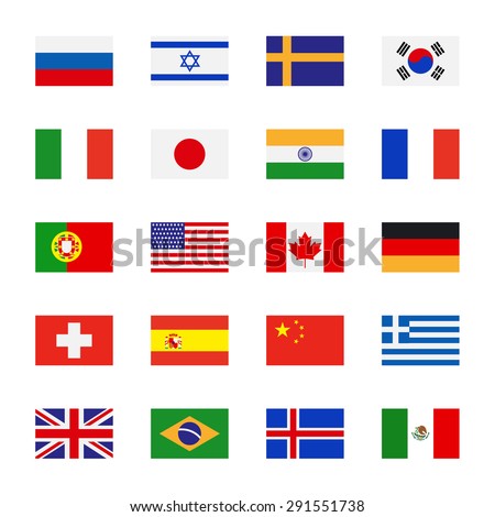 Flags icons in flat style. Simple vector flags of the countries