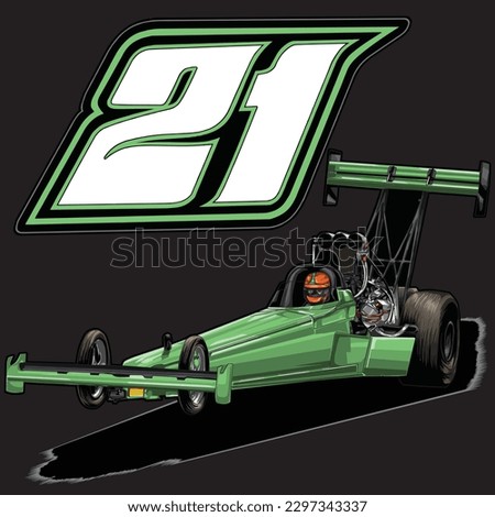 green drag race illustration isolated in black background for poster, t-shirt, graphic design, business element and card