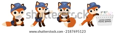 Cute mail delivery baby fox set, package delivery