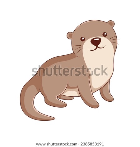 Cute Otter Character Design Illustration