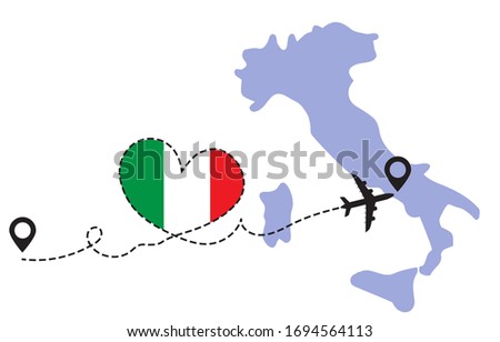 Travel to Italy by airplane concept. I love Italy vector illustration