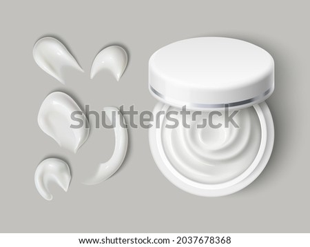 Cream container smears. Realistic skin care