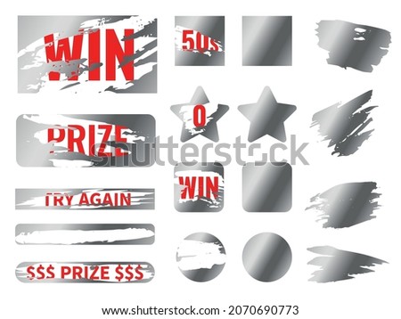 Lottery silver scratch cards. Erasing metallic