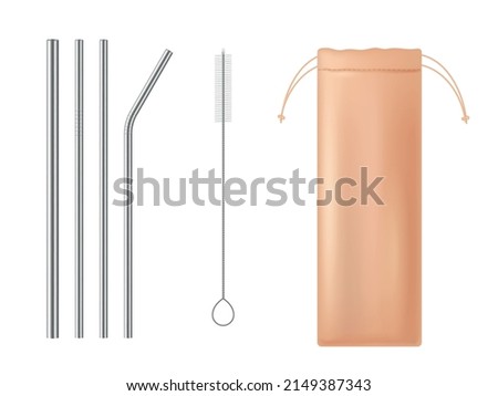 Similar – Image, Stock Photo Metal recyclable drinking straws indoor