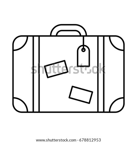 Line icon suitcase, isolated on white