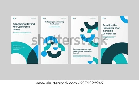 Conference Aura: Blue Circle Pattern Social Media Story, Standee, and Roll-Up Banner Template