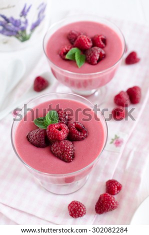 Homemade raspberry pudding (polish food)