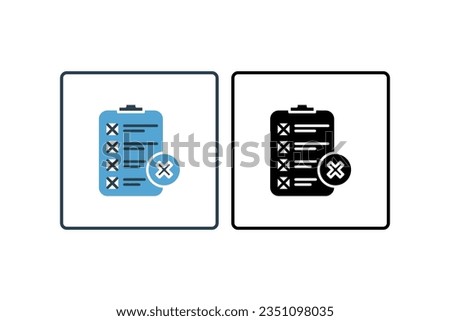 Rejection Document Icon. Icon related to assessment. suitable for web site design, app, user interfaces. solid icon style. Simple vector design editable