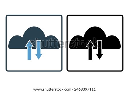 Backup and restore icon. icon related to setup and setting. suitable for web site, app, user interfaces, printable etc. solid icon style. simple vector design editable