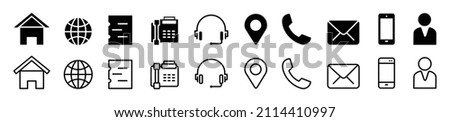 Contact us icon set,Website set icon vector,Set of Web icon set,Business card contact information icon. Foto d'archivio © 