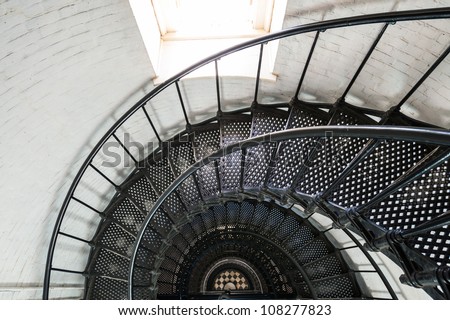 View of the spiral staircase inside the St. Augustine Lighthouse