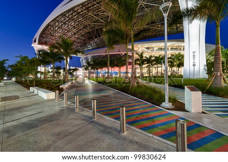 MIAMI, FL - APRIL 9: Access to the new Marlins Park, April 9 2012. Construction was completed in March 2012, just in time for Major League Baseball Season, features retractable roof and seats 37,442.