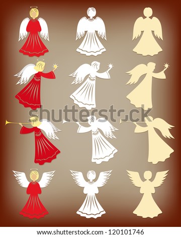 Christmas decoration. Angels. Vector illustration. - stock vector