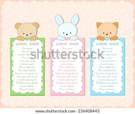 Baby animal banners collection. Vector illustration.