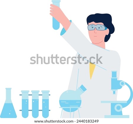 Scientist work in laboratory with glass equipment. Research experiment