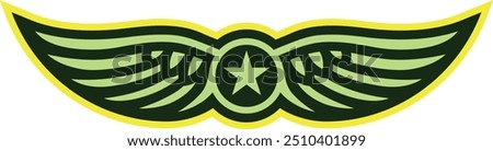 Air force emblem. Winged badge with star sign