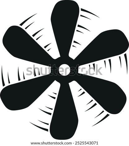 Propeller blades black icon. Rotation motion lines