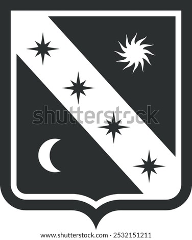 Country sign. Black shield heraldic. Retro flag