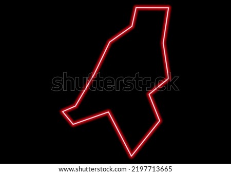 Red glowing neon map of Beau Vallon Seychelles on black background. Photo stock © 