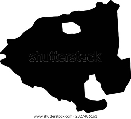 Silhouette map of Zala Hungary with transparent background.