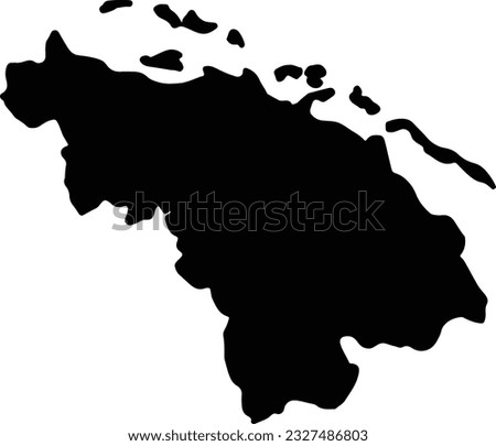 Silhouette map of Villa Clara Cuba with transparent background.
