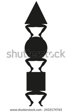 Surrealistic black and white Art. Sur Geometric abstract Greek Statue isolated white background. Celestial. Vector illustration can used t-shirt print interior design. EPS 10 