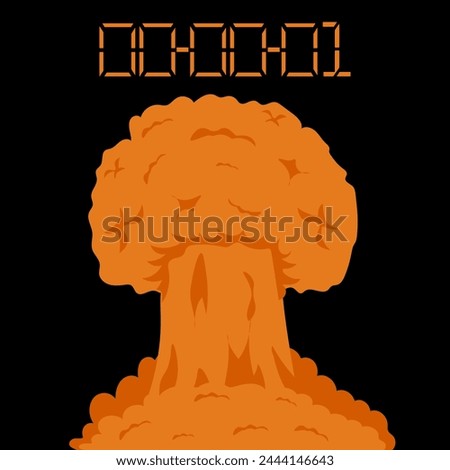 Cartoon Explosion with timer isolated black background. Template Nuclear Explosion. Vector illustration can used web design. EPS 10