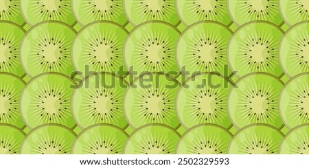 Juicy kivi background. Seamless kivi pattern. Bright color fruit  background. Vector illustration can used t-shirt fabric wallpaper print. EPS 10