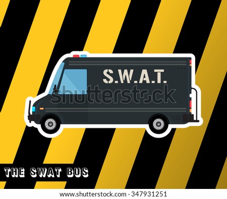 Bus icon. Swat truck isolated. Police bus, car, truck. Special squad vehicle. Vector illustration