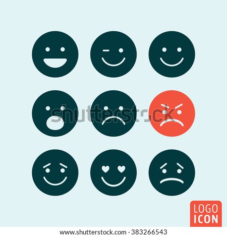 Emoticons icon. Set emoji icons isolated, minimal design. Vector illustration