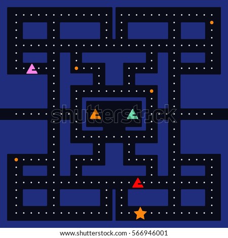 Old arcade video game design. Abstract monster racing. Vector illustration