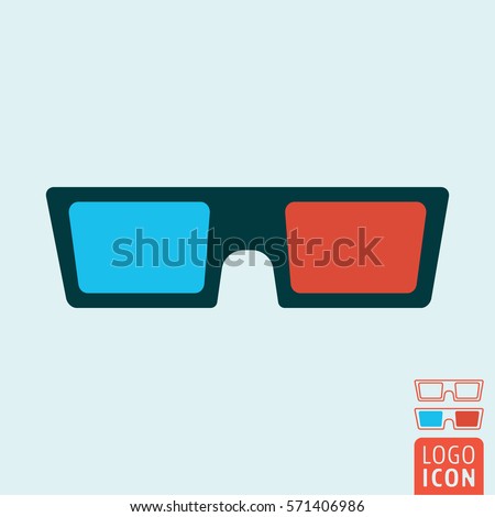 3d glasses icon. Cinema 3d spectacles symbol. Vector illustration.