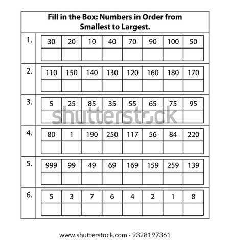 Ascending vs descending numbers counting and sorting outline diagram. Labeled educational scheme for children to learn order from smallest to largest vector illustration. Arrange data methods for kids