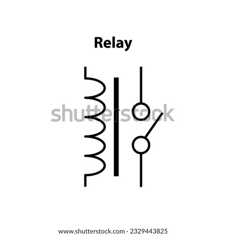 Relay. electronic symbol. Illustration of basic circuit symbols. Electrical symbols, study content of physics students.  electrical circuits. outline drawing.